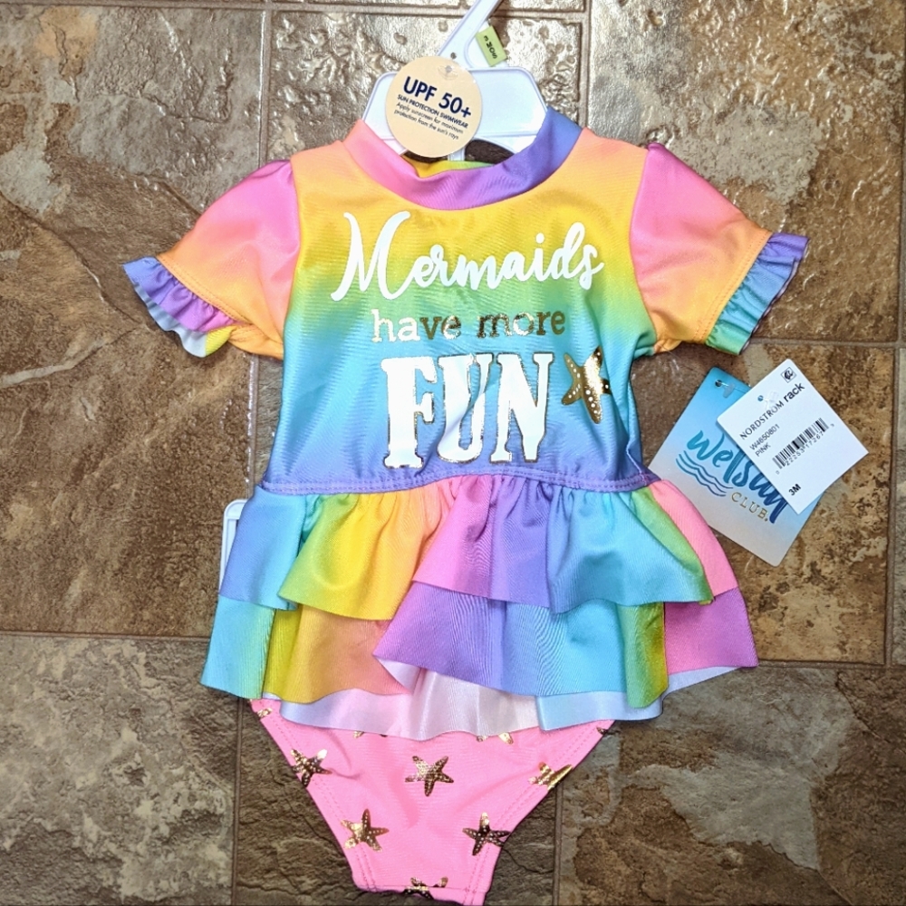 NWT SWIMWEAR WETSUIT CLUB For Baby's Size 3M Mermaids Have More Fun